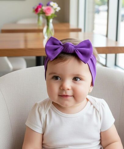Baby Girl Headbands 0–6 Months – Newborn Infant Soft Cotton Handmade Bow Headband, Stretchy No Mark Baby Hair Accessories (Soft White, 0-6 Month) in Saudi Arabia