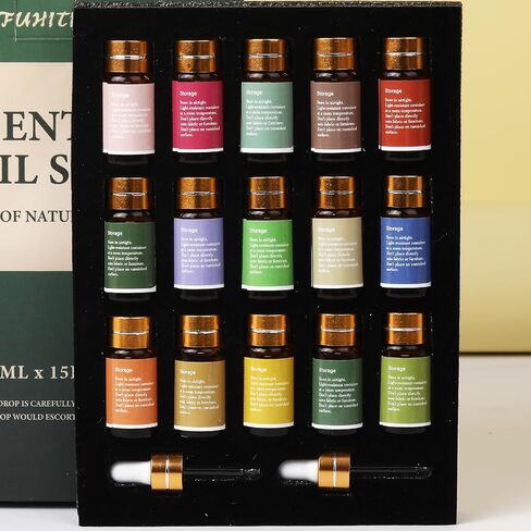 زيوت أساسية من قبل Fuhitim ، 15 PCS مجموعة الزيوت الأساسية - للناشر ، التدليك ، رائحة زيت العطر لشمعة DIY وصنع الصابون (15 * 5 مل) in Kuwait