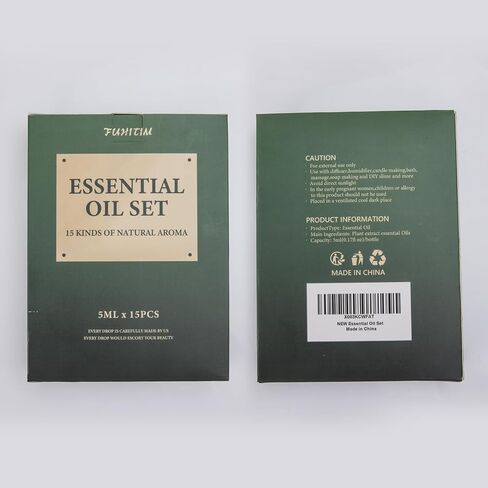 زيوت أساسية من قبل Fuhitim ، 15 PCS مجموعة الزيوت الأساسية - للناشر ، التدليك ، رائحة زيت العطر لشمعة DIY وصنع الصابون (15 * 5 مل) in Kuwait