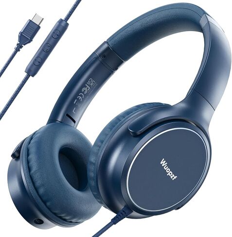 USB C Headphones Wired, Over Ear Wired Headphones with Microphone, Volume Control, HD Stereo Sound, Foldable Type C Headset for iPhone 16, Samsung, Laptop, Gaming, Travel in Saudi Arabia