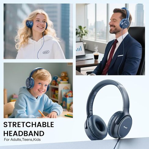 USB C Headphones Wired, Over Ear Wired Headphones with Microphone, Volume Control, HD Stereo Sound, Foldable Type C Headset for iPhone 16, Samsung, Laptop, Gaming, Travel in Saudi Arabia