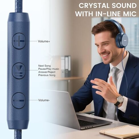 USB C Headphones Wired, Over Ear Wired Headphones with Microphone, Volume Control, HD Stereo Sound, Foldable Type C Headset for iPhone 16, Samsung, Laptop, Gaming, Travel in Saudi Arabia