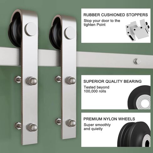 White 3 Lite Frosted Glass Nickel barn Door, 24'' x 80'' in Saudi Arabia