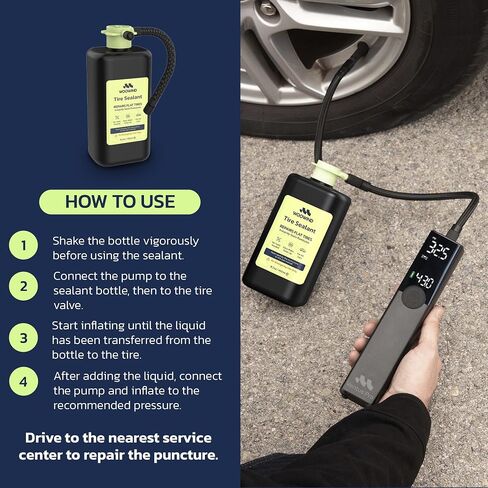 Woowind Tire Sealant Instant Flat Tire Repair Kit (15.22oz) – Seals Punctures Up to 0.236Inch for Cars, Trucks & SUVs – TPMS Safe, No Tools Needed, All-Weather, Works with Most Inflators, Drive 125mi in Saudi Arabia