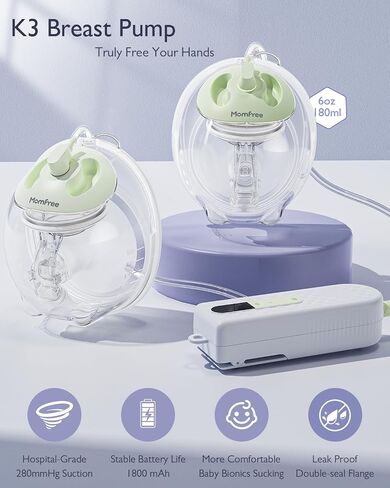 Breast Pump K3,Ultra-Lightweight Hands Free Wearable Breast Pump,Upgraded Double-Seal Flange Electric Breastfeeding Pump with 3 Modes | 9 Levels, 3 Fine-Tuned Rhythms,15-24mm in Saudi Arabia