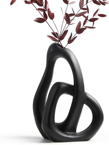 Modern White Ceramic Flower Vases for Home Decor Aesthetic, Boho Decorative Vase for Bouquet Pampas Grass, Living Room Bedroom Kitchen Maximalist Decor (White) in Saudi Arabia