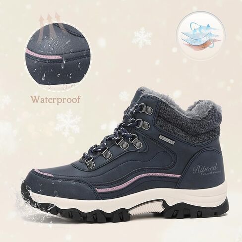 Womens Hiking Snow Boots Winter Boots Comfortable Warm Fur Shoes for Outdoor in Saudi Arabia