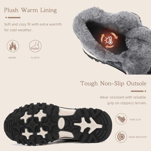 Womens Hiking Snow Boots Winter Boots Comfortable Warm Fur Shoes for Outdoor in Saudi Arabia