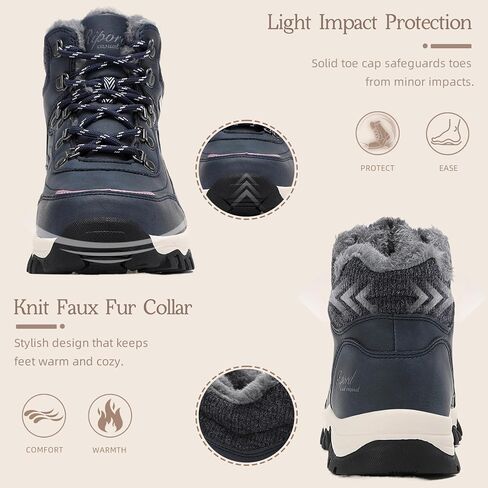 Womens Hiking Snow Boots Winter Boots Comfortable Warm Fur Shoes for Outdoor in Saudi Arabia