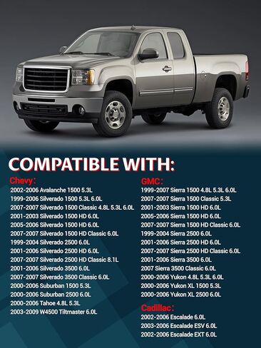 High-Performance 8.0mm Spark Plug Wire Set for 1999-2006 Chevy Silverado/GMC Sierra/Tahoe/Yukon - Durable Ignition Wires Without Heat Shield (Black) - Model 9748HH in Kuwait