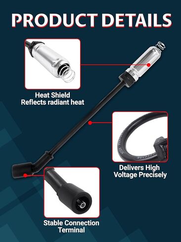 High-Performance 8.0mm Spark Plug Wire Set for 1999-2006 Chevy Silverado/GMC Sierra/Tahoe/Yukon - Durable Ignition Wires Without Heat Shield (Black) - Model 9748HH in Kuwait