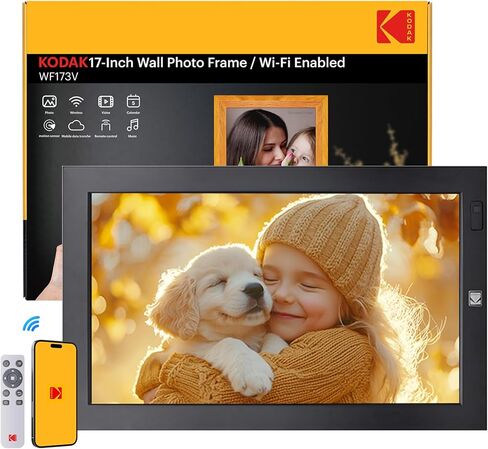 Kodak 23.8 "X-Large Wifi Digital Picture Frame-1920x1080 عرض IPS FHD مع تخزين 32 جيجا بايت ، دوار تلقائي ، التحكم عن بُعد ، جدار قابل للتركيب ، متوافق مع Alexa ، للعائلة in Kuwait