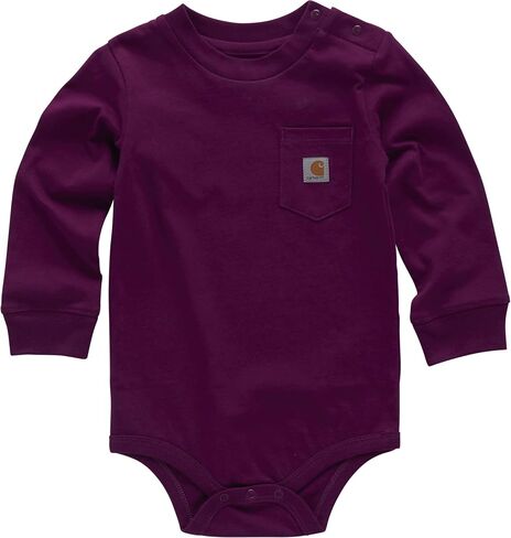 Carhartt Long-Sleeve Pocket Bodysuit, Plum Caspia, 12 Months in Saudi Arabia