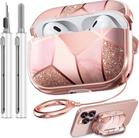 with Safety Lock for AirPods 4 Case,Clear Floral Cute AirPod 4th Generation Case for Women Girly with Cleaner Kit and Keychain-Smiley Doodle in Saudi Arabia