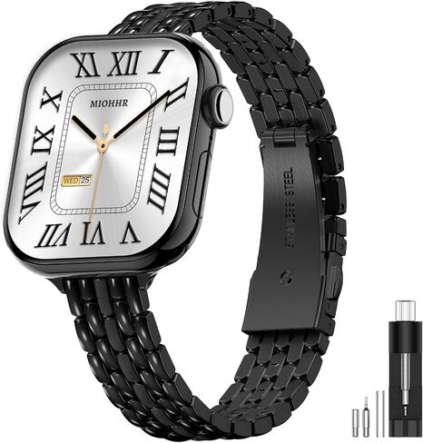 MioHHR Slim Metal Bands Compatible with Apple Watch Band 38mm 40mm 41mm 42mm (Series 10), Thin Chain Stainless Steel Strap Bands for Women iWatch Series 10 9 8 7 6 5 4 SE 3 2 1, Silver in Saudi Arabia