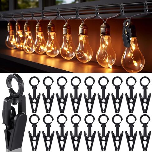 50 Pcs RV Awning Light Clips Clear Curtain Hooks with Clips 360° Camper Trailer Christmas Party String Light Holder Hanger with Ring for Caravan Curtain Wall Banners Photos Display Decor in Saudi Arabia