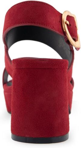 AEROSOLES Women's Camera Platform Heeled Sandal, Black Suede, 8.5 Wide in Saudi Arabia