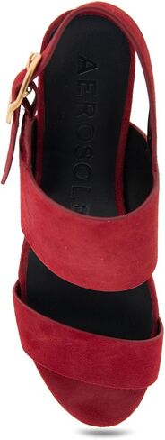 AEROSOLES Women's Camera Platform Heeled Sandal, Black Suede, 8.5 Wide in Saudi Arabia