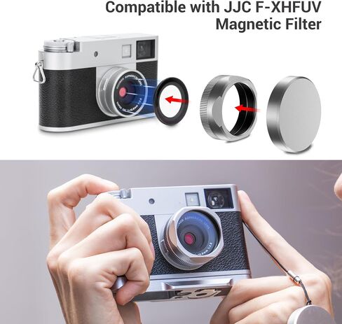 Metal Square X Half Lens Hood Sun Shade with Lens Cap for Fuji Fujifilm X Half Xhalf Digital Camera, Protective Cover Shading Hood Protector, Block Stray Light Reduce Flare - Silver in Saudi Arabia