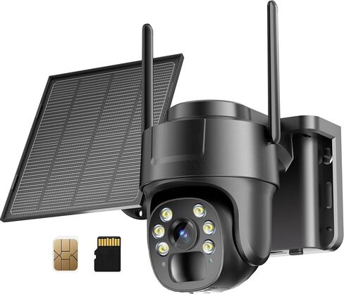 KKB 4G LTE Cellular Security Camera, No WiFi Security Camera Outdoor Built-in SIM Card Unlimited Data Plan, Solar Powered, 2K Wireless Cam Color Night Vision, PIR Motion Sensor, 355° View, 2 Way Talk in Saudi Arabia