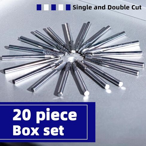 20pcs carbide ملف دوار مجموعة 1/8 "Shank Professional Carbide Bitt Bits Kit for Precision Metal/Wood Corving ، CNC Deburring & Jewelry Making in Kuwait