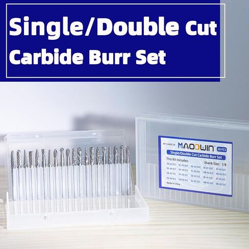 20pcs carbide ملف دوار مجموعة 1/8 "Shank Professional Carbide Bitt Bits Kit for Precision Metal/Wood Corving ، CNC Deburring & Jewelry Making in Kuwait