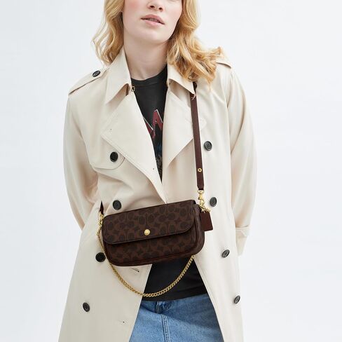 Coach Brook Flap Chain Bag in Signature Denim, LH/Deep Blue Multi in Saudi Arabia
