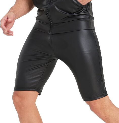 YUFEIDA Men's Faux Leather Boxers Classic Wetlook Elastic Latex Boxer Shorts in Saudi Arabia