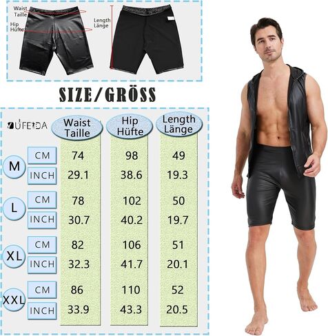 YUFEIDA Men's Faux Leather Boxers Classic Wetlook Elastic Latex Boxer Shorts in Saudi Arabia