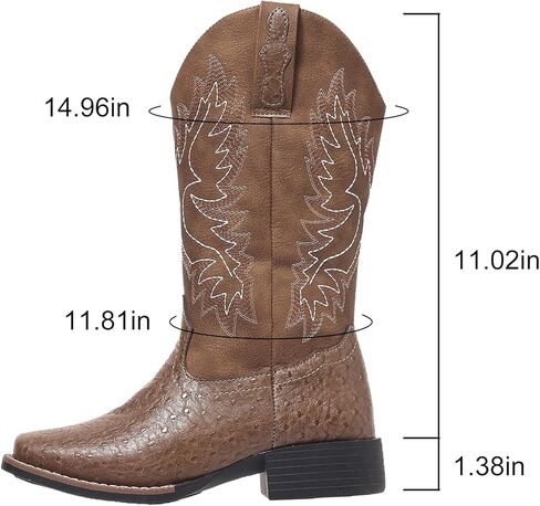 أحذية رعاة البقر الغربية للنساء منتصف العجل Cowgirl Boot Snip Toe كعب مكتنزة in Kuwait