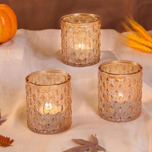 8Pcs Large Votive Candle Holders Blue Tea Light Candle Holders Glass Candle Holder for Wedding, Bridal Shower, Table Centerpiece, Party, Home Decor in Kuwait