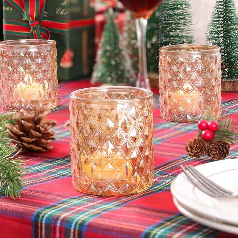 8Pcs Large Votive Candle Holders Blue Tea Light Candle Holders Glass Candle Holder for Wedding, Bridal Shower, Table Centerpiece, Party, Home Decor in Kuwait