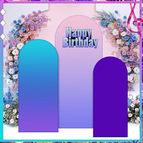 chunful 3 Style Mexican Arch Backdrop Cover Baby Shower Photo Decord Decord-Side Round Top Backdrop Arch Polyester Cover for Mexican Wedding Birthday Fiesta Party Decoration (Brown Blue) in Saudi Arabia