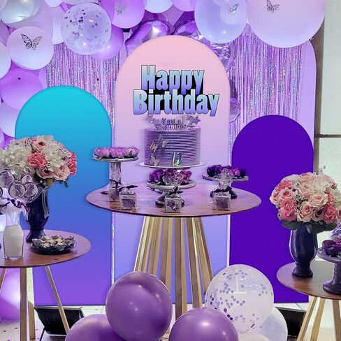 chunful 3 Style Mexican Arch Backdrop Cover Baby Shower Photo Decord Decord-Side Round Top Backdrop Arch Polyester Cover for Mexican Wedding Birthday Fiesta Party Decoration (Brown Blue) in Saudi Arabia