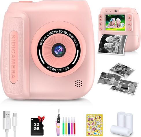 Instant Camera, Kids Camera Instant Print with 2.4 Inch Screen, Christmas Birthday Gifts for Girls Boys Age 3-12, Toddler Digital Print Toy for 3 4 5 6 7 8 9 10 Year Old,Front Rear Dual Selfie,Purple in Saudi Arabia