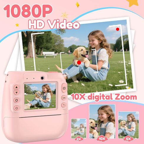 Instant Camera, Kids Camera Instant Print with 2.4 Inch Screen, Christmas Birthday Gifts for Girls Boys Age 3-12, Toddler Digital Print Toy for 3 4 5 6 7 8 9 10 Year Old,Front Rear Dual Selfie,Purple in Saudi Arabia