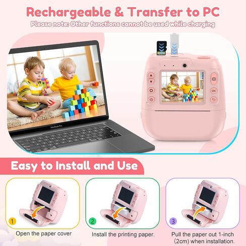 Instant Camera, Kids Camera Instant Print with 2.4 Inch Screen, Christmas Birthday Gifts for Girls Boys Age 3-12, Toddler Digital Print Toy for 3 4 5 6 7 8 9 10 Year Old,Front Rear Dual Selfie,Purple in Saudi Arabia
