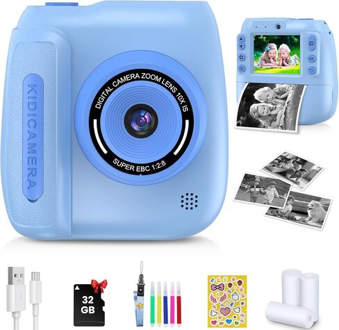 Instant Camera, Kids Camera Instant Print with 2.4 Inch Screen, Christmas Birthday Gifts for Girls Boys Age 3-12, Toddler Digital Print Toy for 3 4 5 6 7 8 9 10 Year Old,Front Rear Dual Selfie,Purple in Saudi Arabia