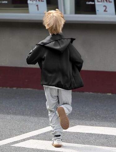 Patpat Boys zip up Black Hoodie سترة خفيفة الوزن-قميص من نوع Switshery طبقة الهواء مع سحاب كامل للأولاد من 6 إلى 12 عامًا in Saudi Arabia