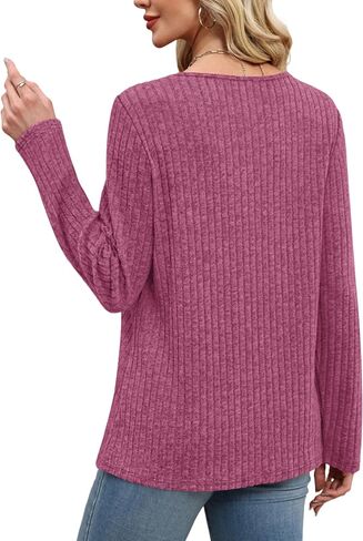 XIEERDUO Tunic Sweaters for Women Long Sleeve Shirts Crew Neck Tops with Buttons Fall Fashion Outfits Winter Clothing in Saudi Arabia