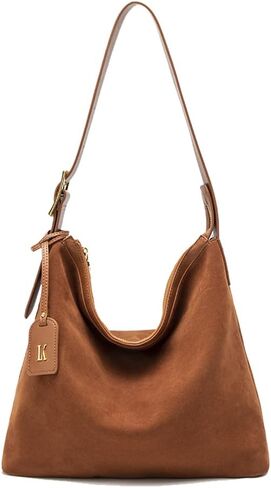 Genuine Leather Suede Bags for Women, Vintage Handbag Purse Suede Hobo Bag Slouchy Bag Shoulder Crossbody Bag in Kuwait