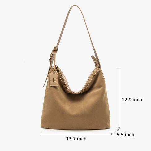 Genuine Leather Suede Bags for Women, Vintage Handbag Purse Suede Hobo Bag Slouchy Bag Shoulder Crossbody Bag in Kuwait