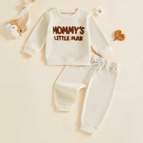 Douhoow Baby Boy Fall Winter Winter Letter مقرضة من طاقم مضلعة الرقبة in Kuwait