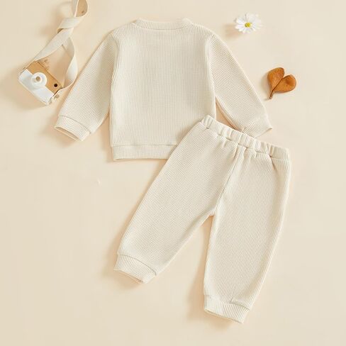 Douhoow Baby Boy Fall Winter Winter Letter مقرضة من طاقم مضلعة الرقبة in Kuwait