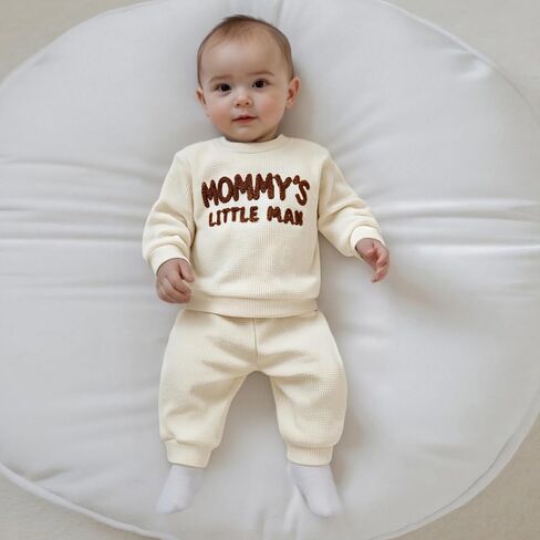 Douhoow Baby Boy Fall Winter Winter Letter مقرضة من طاقم مضلعة الرقبة in Kuwait