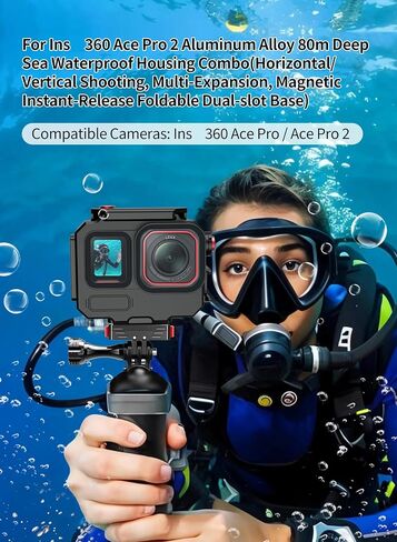 80M Aluminum Waterproof Case for Ace Pro/Ace Pro 2, Camera Dive Cases with Magnetic Mount Adapter, Camera Diving Protective Housing Shell (only Diving Case) in Saudi Arabia