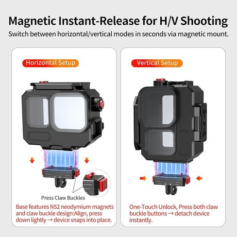 80M Aluminum Waterproof Case for Ace Pro/Ace Pro 2, Camera Dive Cases with Magnetic Mount Adapter, Camera Diving Protective Housing Shell (only Diving Case) in Saudi Arabia