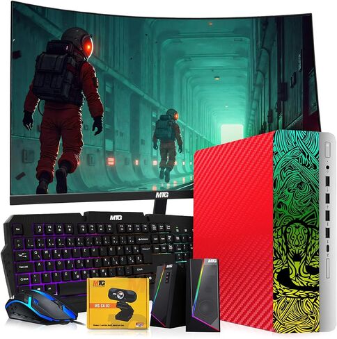 TechMagnet M83 COBRA RGB Gaming Desktop PC ، Intel Core I7 ، 16GB DDR4 RAM ، 512GB SSD ، GT 1030 GRATHS ، شاشة منحنية 24 بوصة ، مجموعة RGB ، كاميرا ويب ، Windows 11 Pro - Carbon Red (READED) in Kuwait