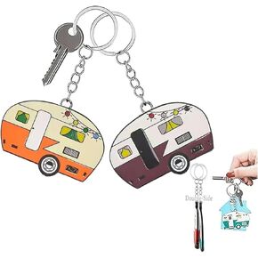 Camper Keychain, Upgraded Double-Side Metal Camping Key chain, Couples RV Accessories Set of 2 for Men Women in Kuwait
