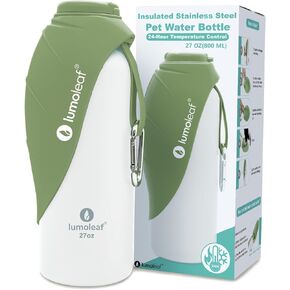 Lumoleaf معزول الكلب زجاجة مياه ماء 27 أوقية من الفولاذ المقاوم للصدأ - حافظ على الماء بارد أو دافئ ، وعاء مياه حيوان أليف محمولة للسفر ، ودليل تسرب على نطاق واسع لسهولة ملء الجليد وتنظيفه مياه الحيوانات الأليفة in Kuwait